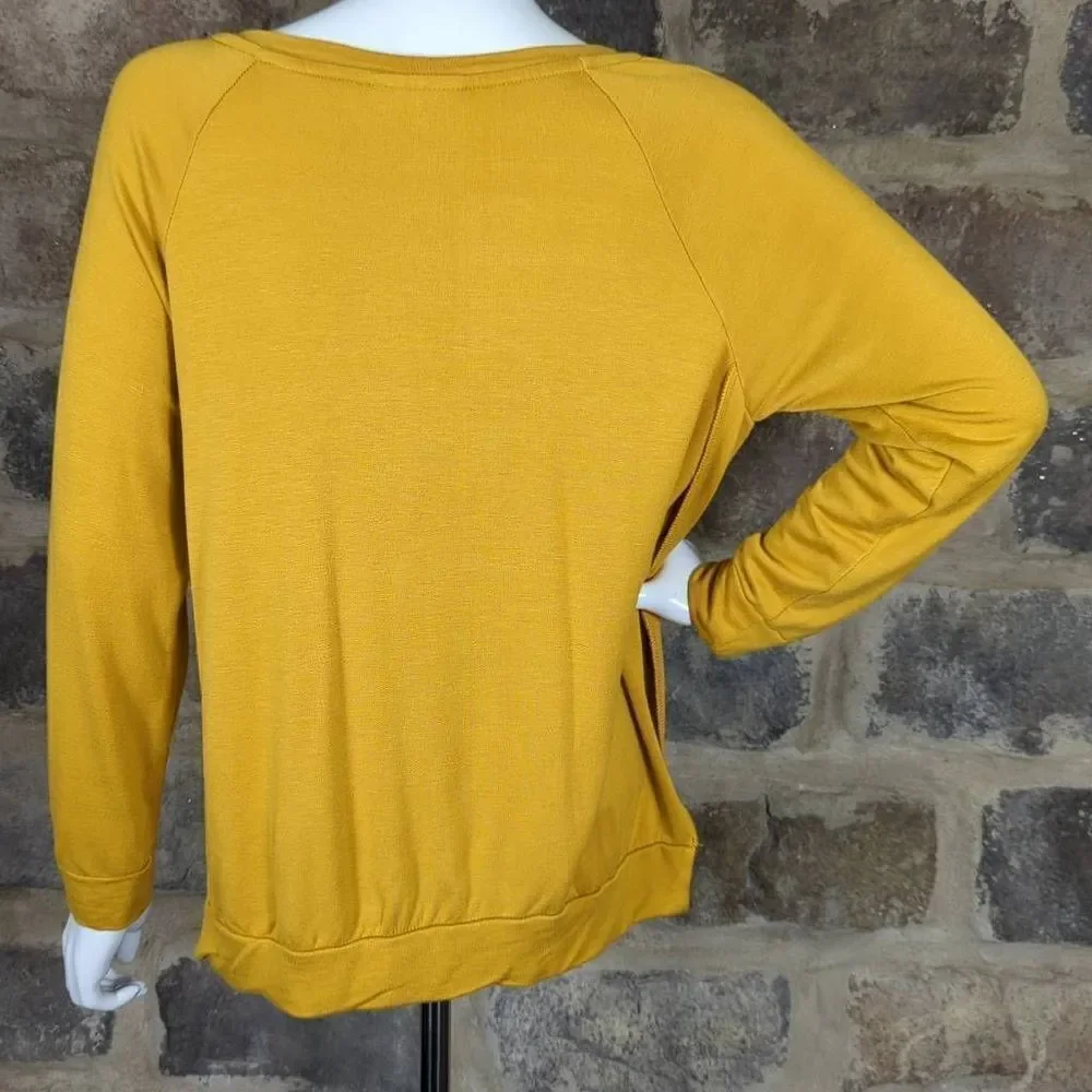 Ivoire Shirt Woman's Size Small Yellow Raglan‎ Long Sleeve Lightweight Soft